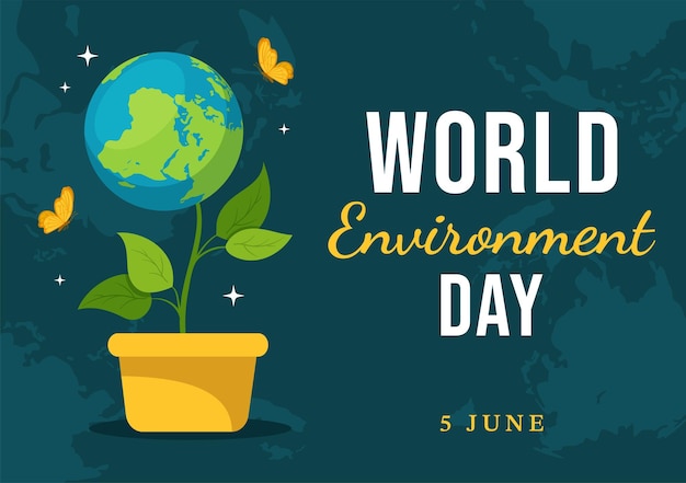 World Environment Day Illustration with Green Tree and Animals in Forest for Save the Planet