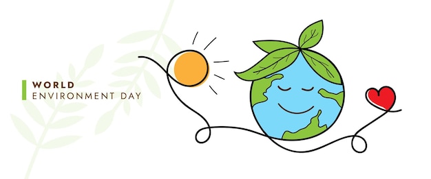 World Environment Day Line Art Happy World Concept