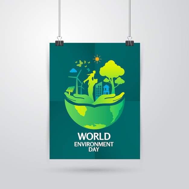 Vector world environment day logo design template