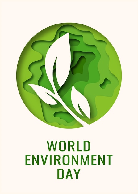 World Environment Day Poster 3d Paper Cut Style