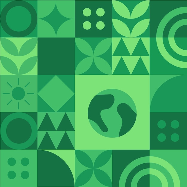 World Environment Day web template illustration with modern eco geometric nature mosaic Green abstr