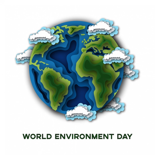 World Environment Day with planet Earth isolated on white