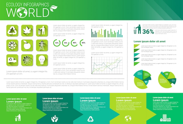 World Environmental Protection Green Energy Ecology Infographics Banner With Copy Space