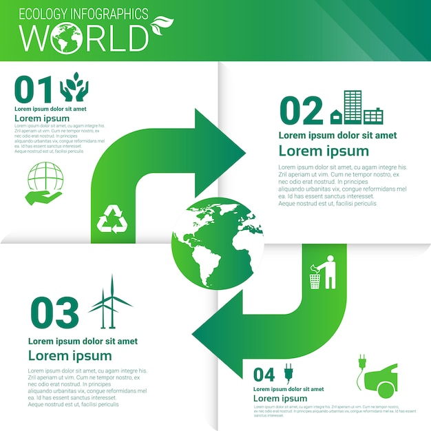 World Environmental Protection Green Energy Ecology Infographics Banner With Copy Space