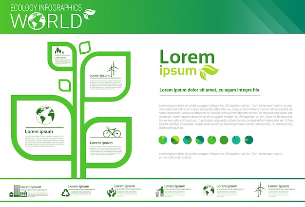 Vector world environmental protection green energy ecology infographics banner with copy space