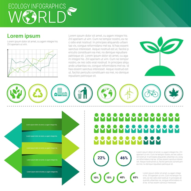 Vector world environmental protection green energy ecology infographics banner with copy space