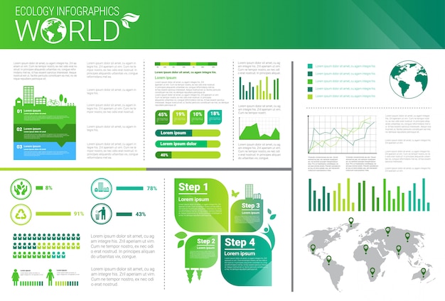 World Environmental Protection Green Energy Ecology Infographics Banner With Copy Space