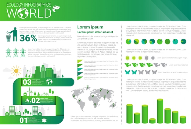 World Environmental Protection Green Energy Ecology Infographics Banner With Copy Space