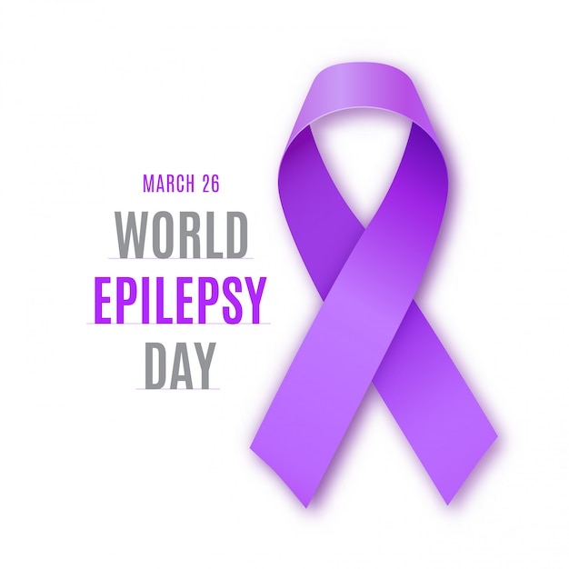 World epilepsy day. Purple ribbon symbol.