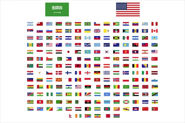 Vector world flags icons collection illustration vector