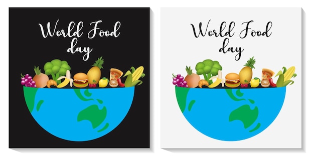 World Food day on 16th October. World food day illustration concept design with food cartoons.