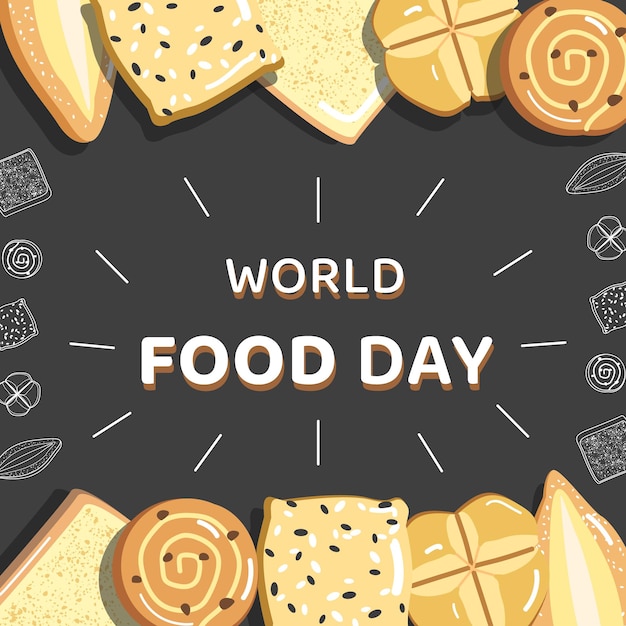 World food day, bread illustration background