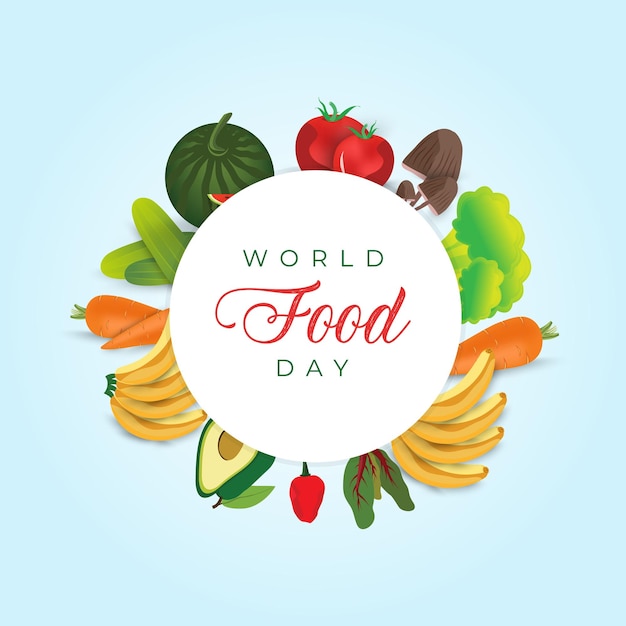 World food day social media banner background and green vegetables illustration design template