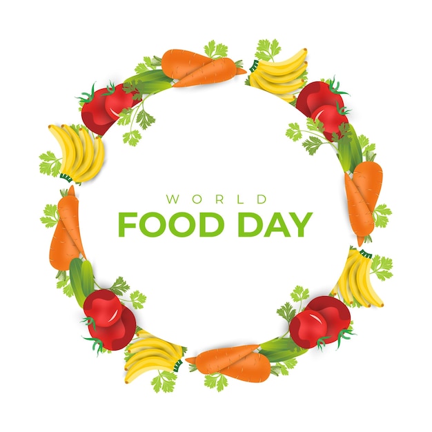 World food day social media banner background and green vegetables illustration design template