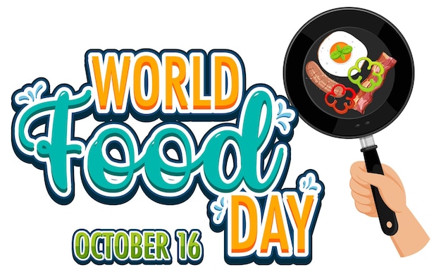 World food day text with food elements