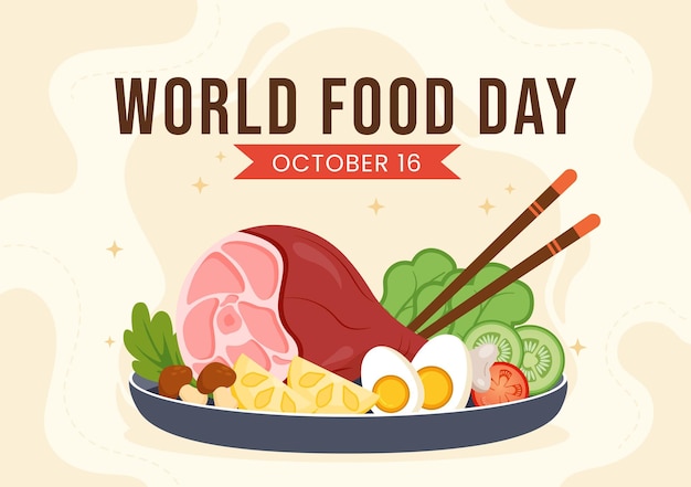 World Food Day Vector Illustration on 16 October with Various Foods or Fruit and Vegetable