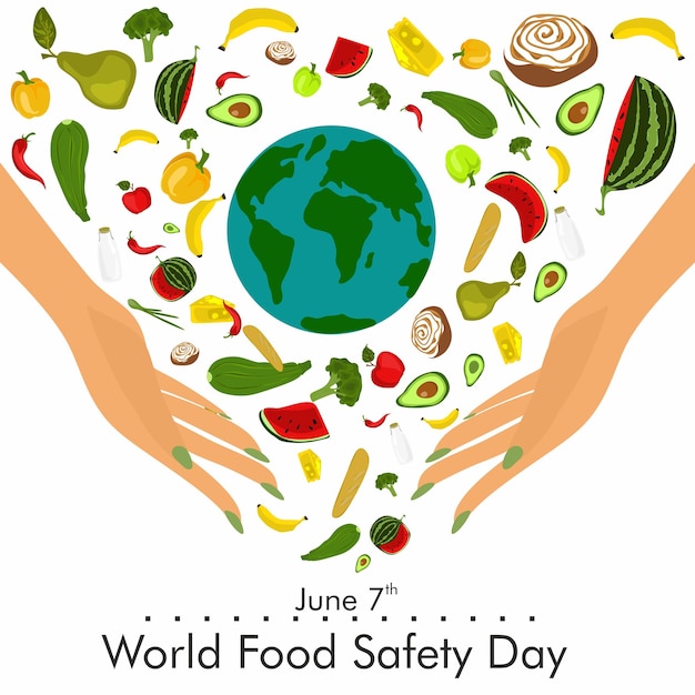 World food safety day on June 7 banner poster or card vector clipart