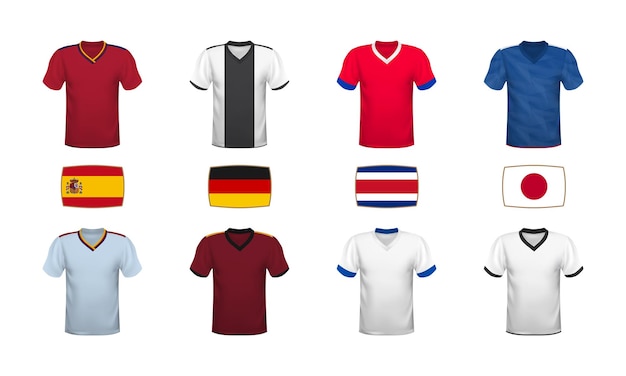 World football 2022 tshirts kits jersey flags Group stage tournament national flags shirts of soccer