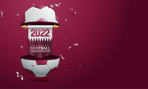 World football cup 2022 with realistic 3d soccer ball