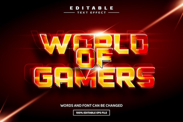 World of gamers 3D editable text effect template