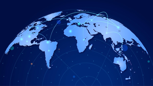 World globe map with network connections