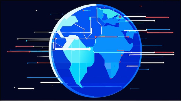 a world globe with data connections vector illustration