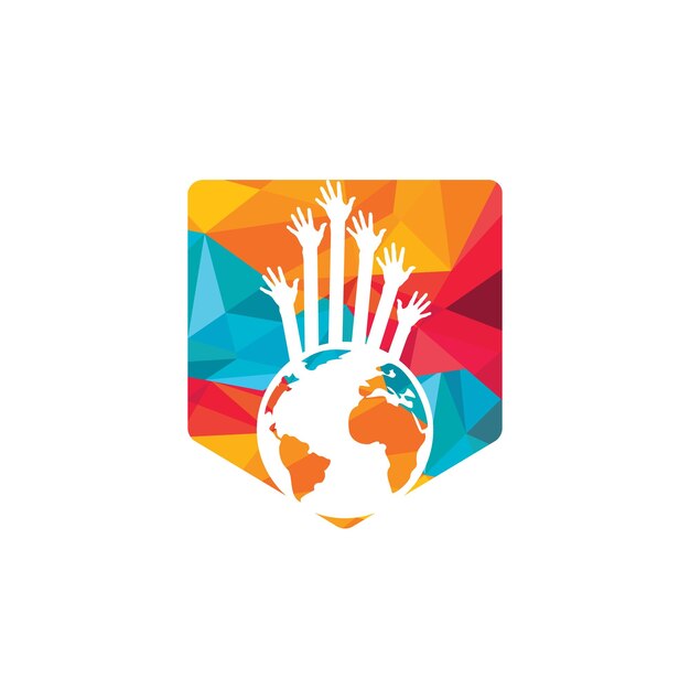 World hands vector logo design template