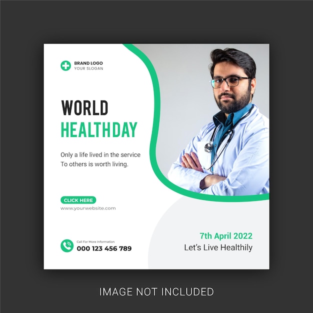 World health day 20200 banner and Social media post or square banner and flyer template