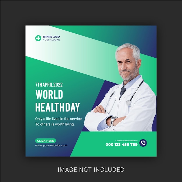 World health day 2022 social media post or square flyer banner template