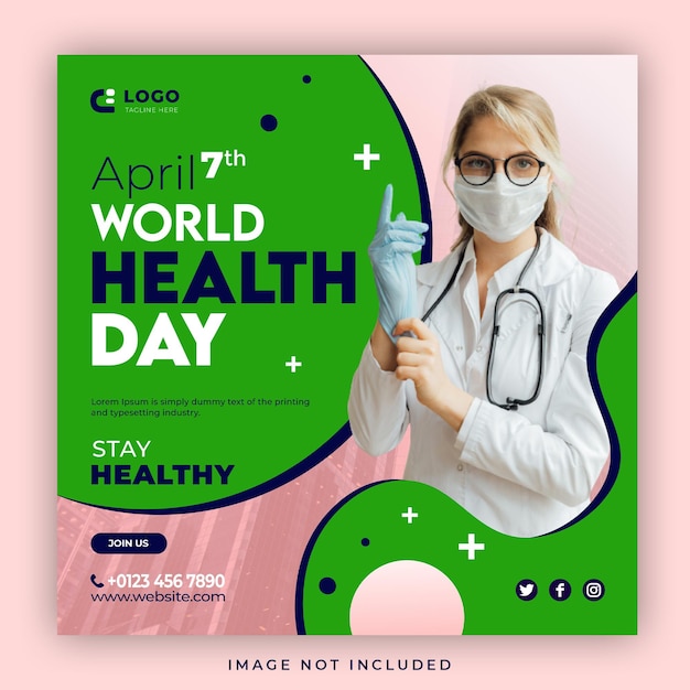 World health day 7th april professional clean social media post template