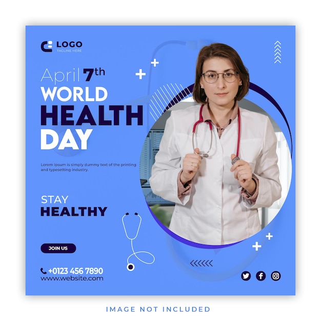 World Health day 7th april social media post template