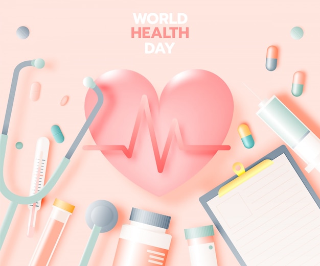 World health day banner in paper art style