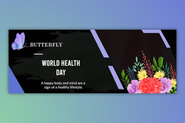 World health day banner template cover with watercolor Free vector