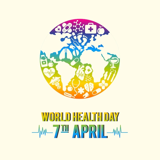 Vector world health day heart stock icons vector illustration 7 april global life