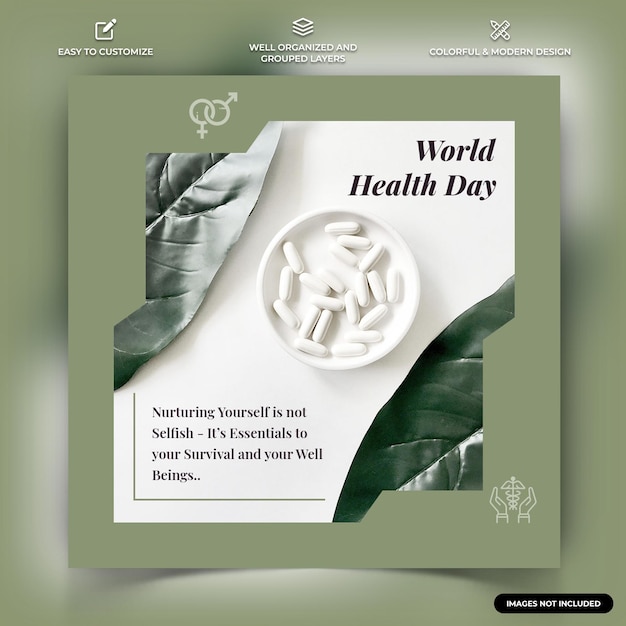 World Health Day instagram social media post web banner template vector premium