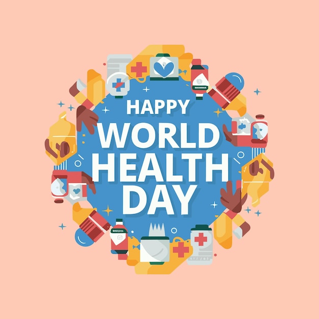 World health day vector design template Health day quotes typography