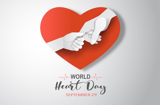 World Heart Day concept, mother holding hand of her child