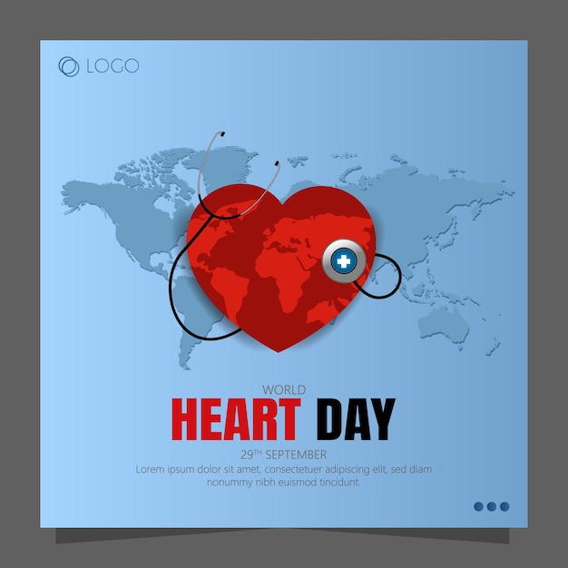 Vector world heart day is observed on september 29th