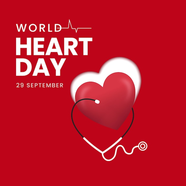 World heart day red background banner