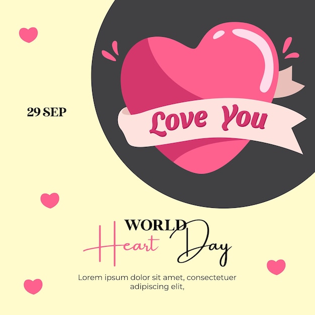 World Heart Day Social Media Template and Valentine039s Day Elements