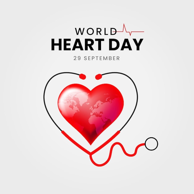 World heart day stethoscope in heart banner