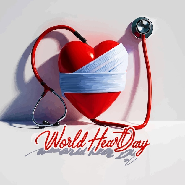 Vector world heart day vector image illustration for social media post banner