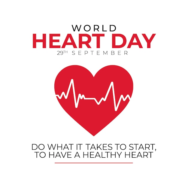 World Heart Day With Red Heart Design Template. World Heart Day Template Design