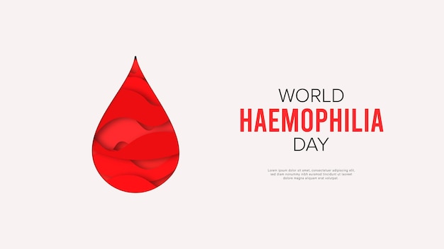 World Hemophilia Day illustration background Awareness Banner with red blood drop red background