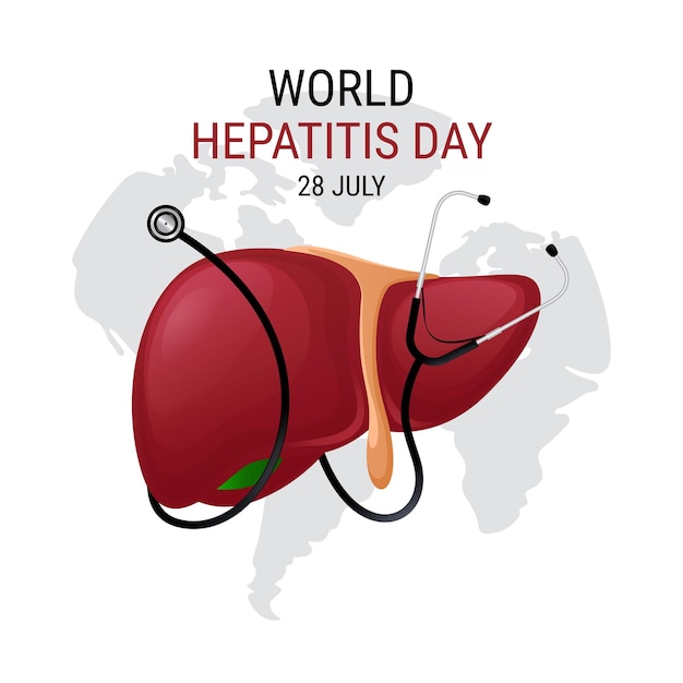 World hepatitis day background, with stethoscope and world map background