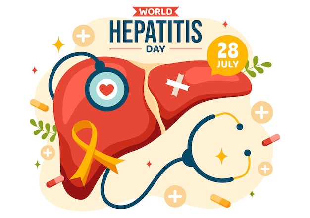 World Hepatitis Day Illustration of Patient Diseased Liver and Cancer in Healthcare Background