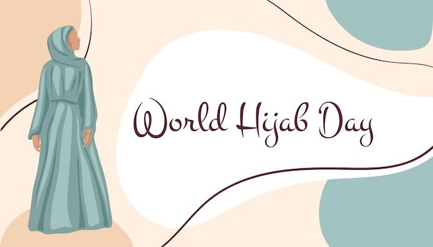 World hijab day. Good for the world hijab day celebration. Beautiful girl in a hijab. Flat design.