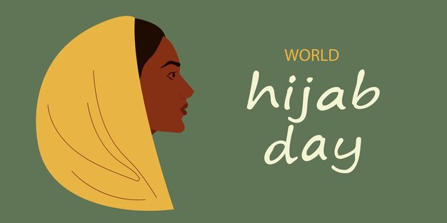 Vector world hijab day held on 1 february a muslim woman in a hijabvector illustration of a girl