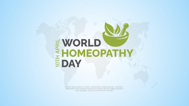 World Homeopathy day vector background design on global map World Homeopathy Day is celebrated annu