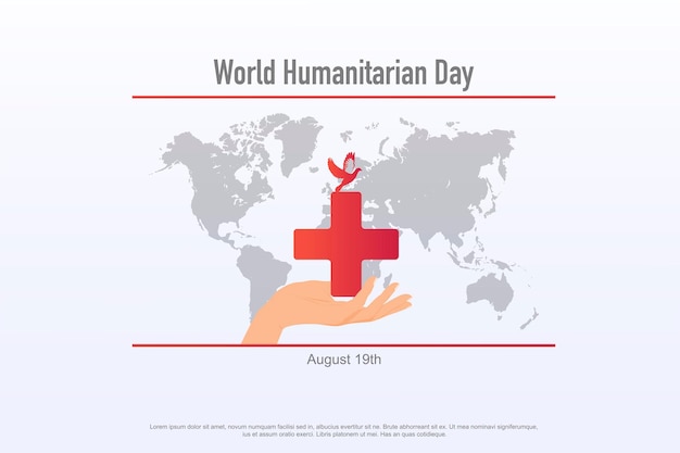 World Humanitarian day observed each year on August 19th worldwide Banner template  Care help